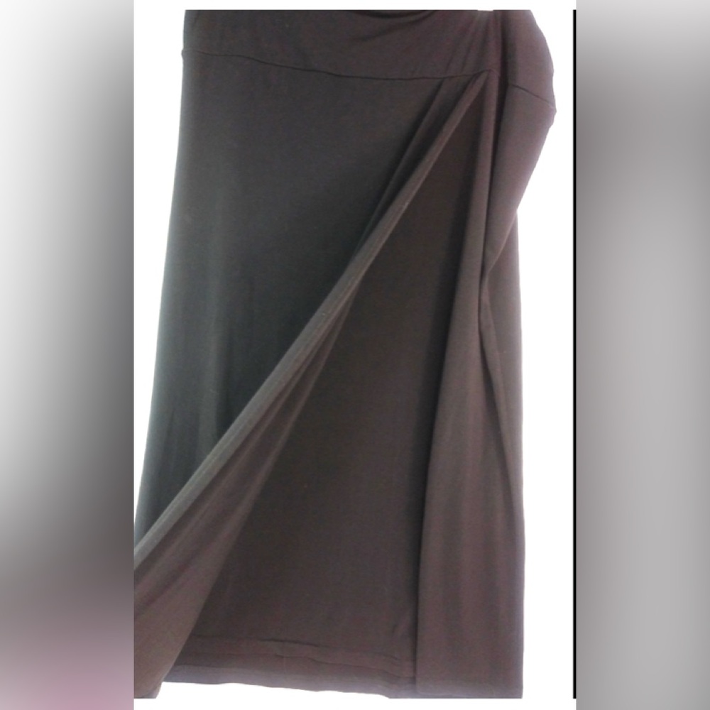 Monroe Main 2X Workwear Below the Knee Faux Wrap Skirt Plus in Black